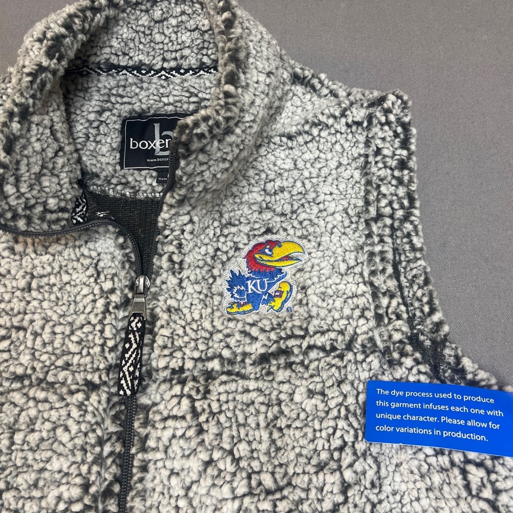 Kansas Jayhawks Sherpa Full-Zip Vest KU Women's Large Boxercraft‎